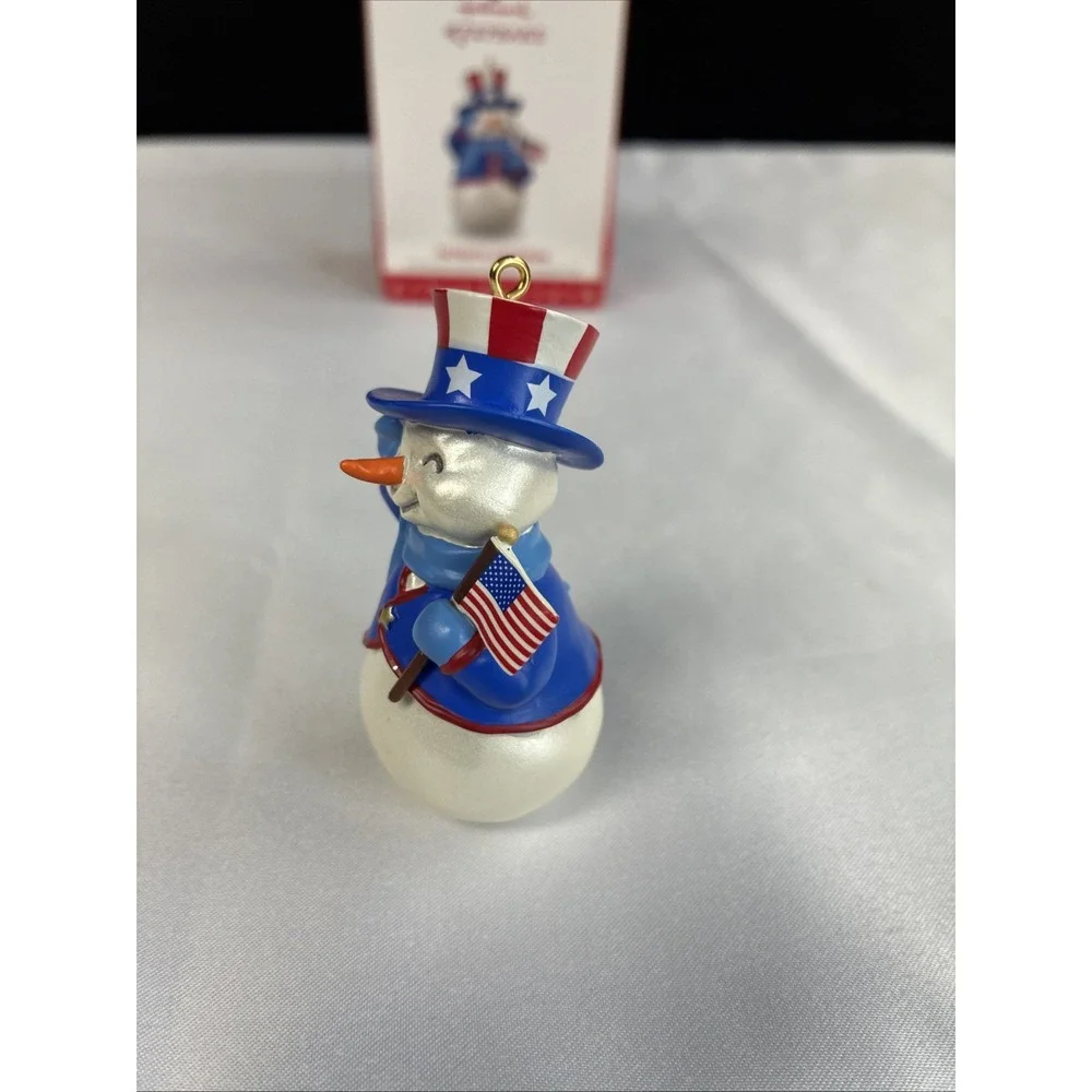 Hallmark Keepsake Ornaments 2017 Flag Folding Peanuts 2016 Patriotic Snowman Set